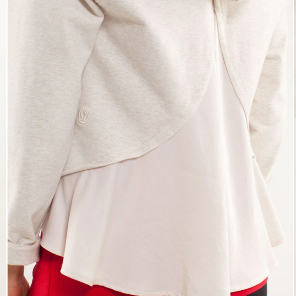 Lululemon Pull Me Over Hoodie Heathered Polar Cream / Polar Cream size 10 - Picture 3 of 6
